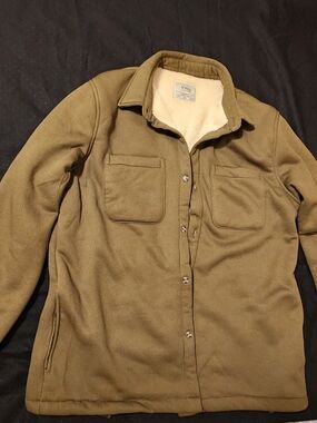 Men's MEDIUM Olive Sherpa-Lined Button Front Jacket